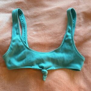 Teal Ribbed Bikini Top